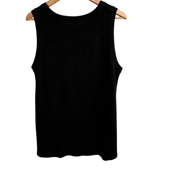 🌴 Black Waffle Knit Twist-Front Tank Top – Size XL - Picture 6 of 12